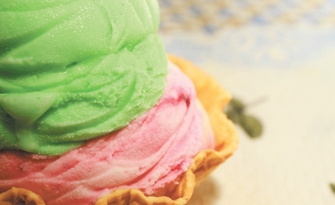 O sorvete de menta e frutas vermelhas é tradicional 